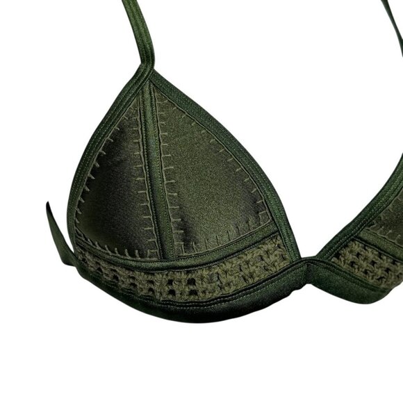Triangl Gigi Crochet Neoprene Bikini top size Medium Army Green - Picture 3 of 8